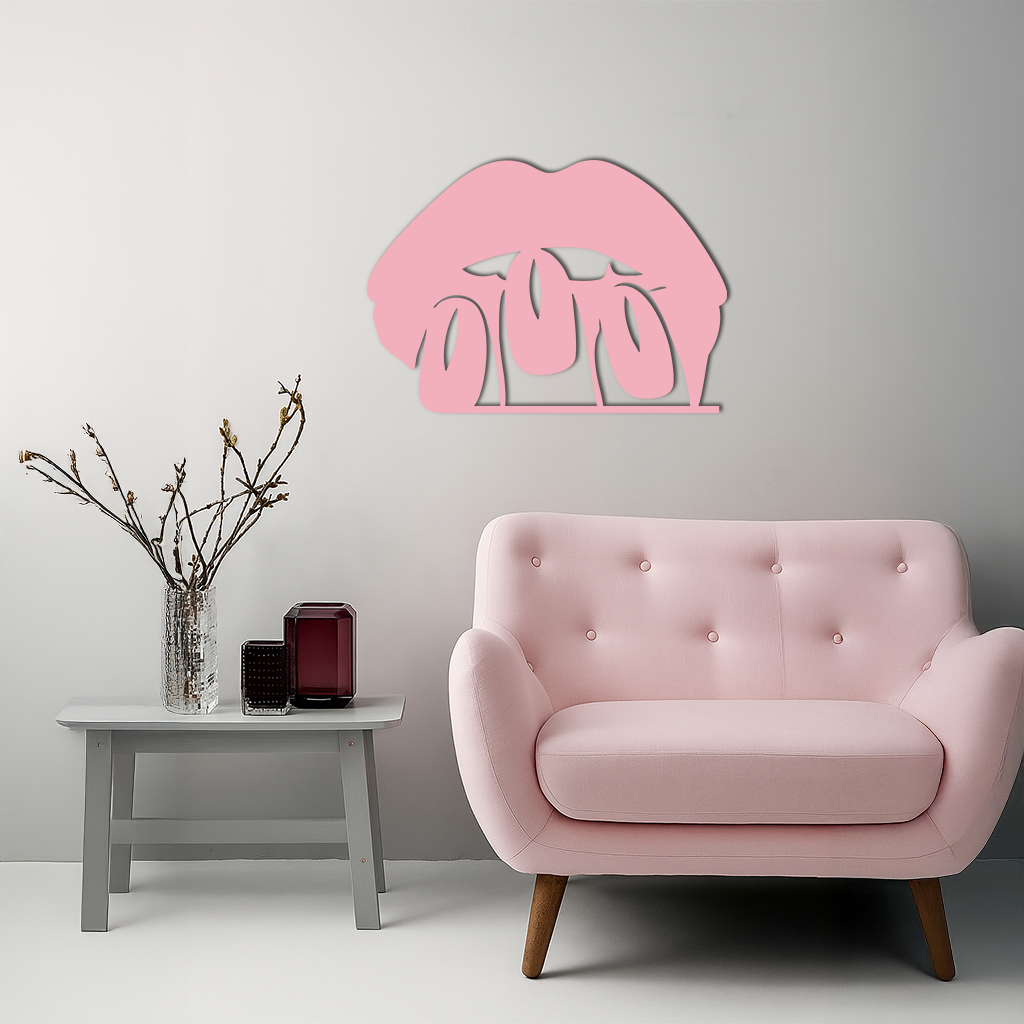 Pink Lips Metal Wall Art – Modern Glam Lip Design - KAFGP153