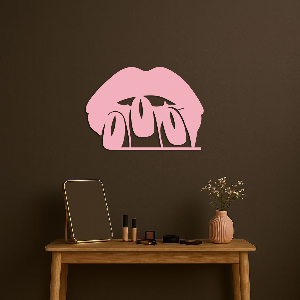 Pink Lips Metal Wall Art – Modern Glam Lip Design - KAFGP153
