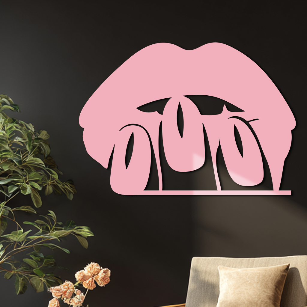 Pink Lips Metal Wall Art – Modern Glam Lip Design - KAFGP153