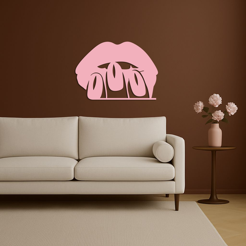 Pink Lips Metal Wall Art – Modern Glam Lip Design - KAFGP153