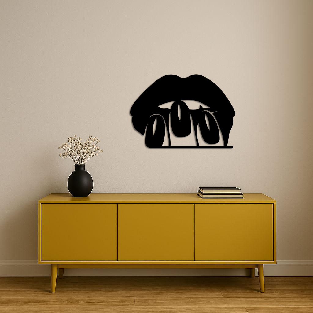 Pink Lips Metal Wall Art – Modern Glam Lip Design - KAFGP153