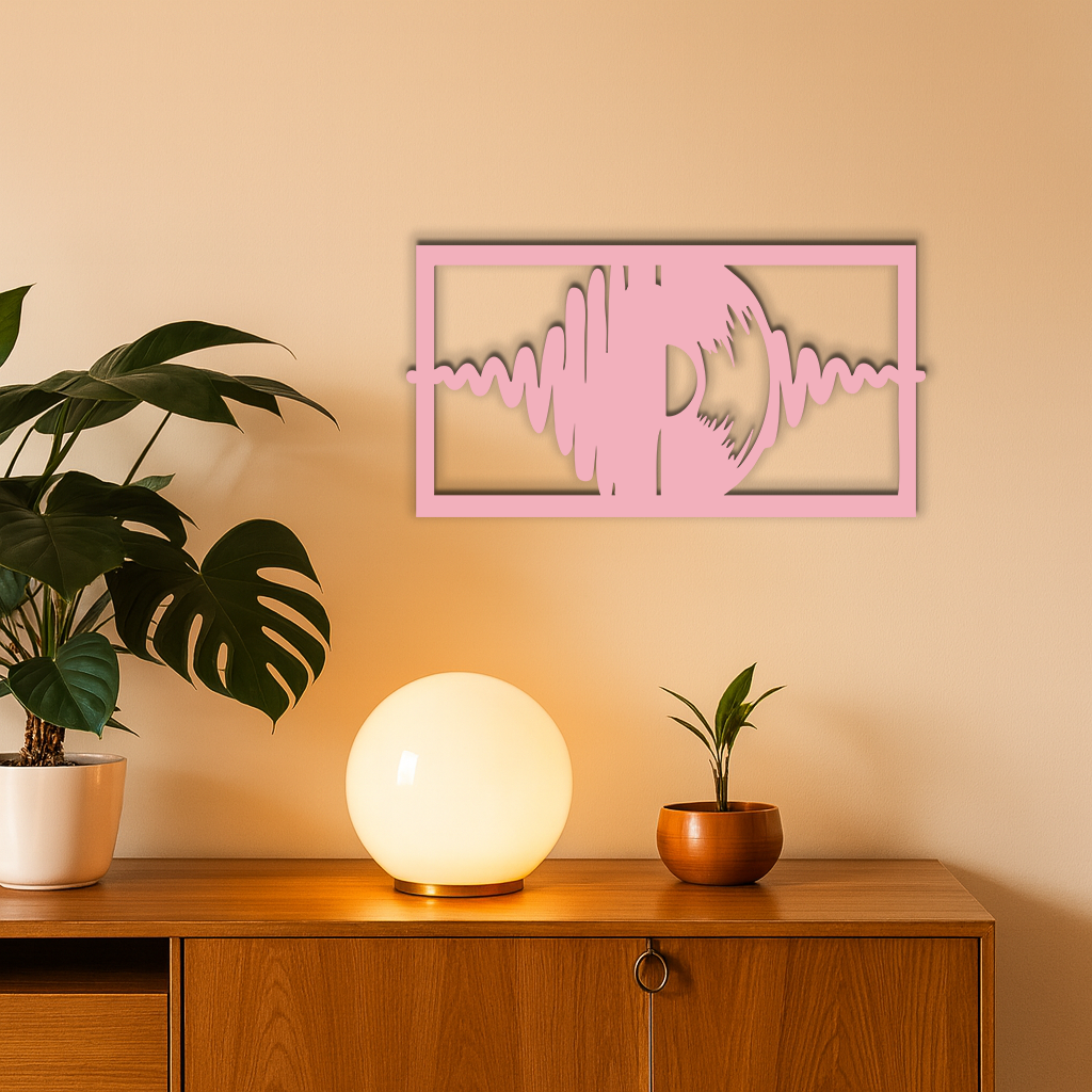 Pink Vinyl Record Soundwave Metal Wall Art – Music Inspired Modern Decor - KAFGP157