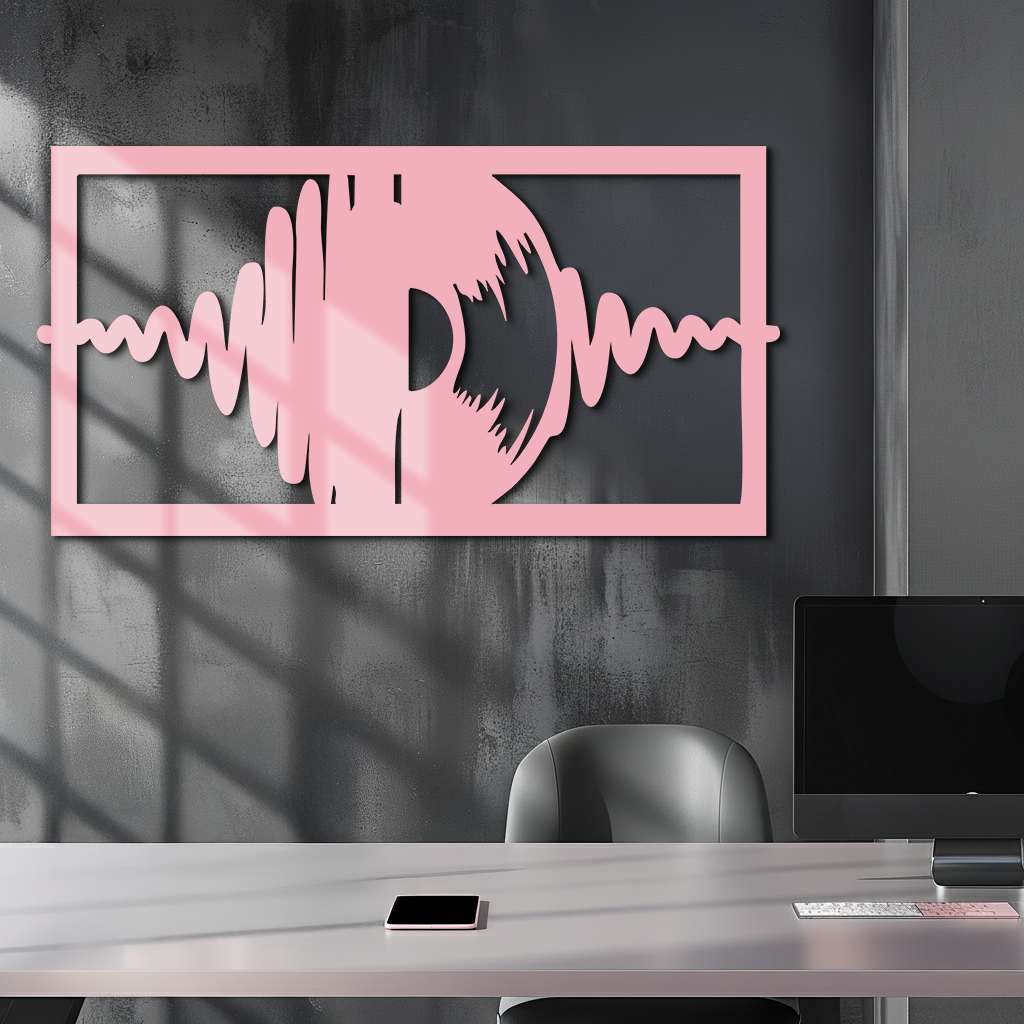 Pink Vinyl Record Soundwave Metal Wall Art – Music Inspired Modern Decor - KAFGP157