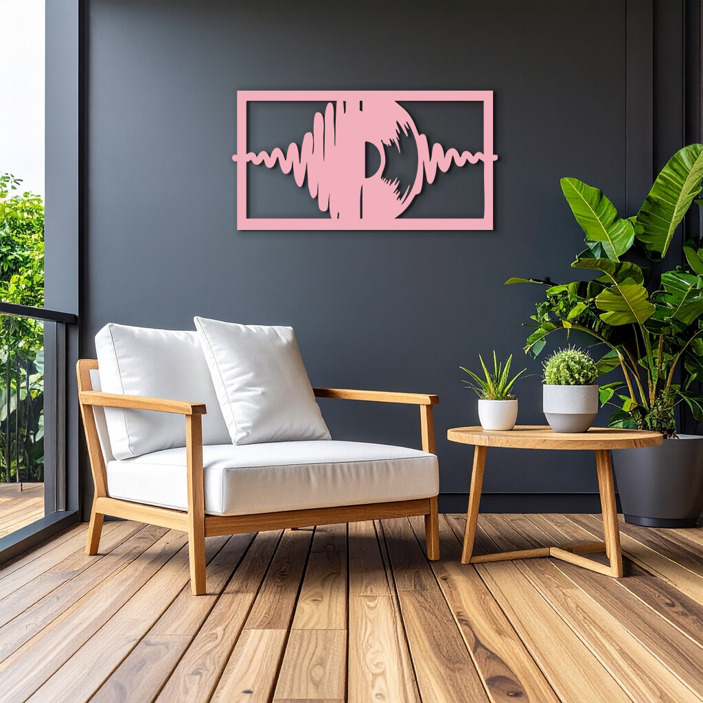 Pink Vinyl Record Soundwave Metal Wall Art – Music Inspired Modern Decor - KAFGP157
