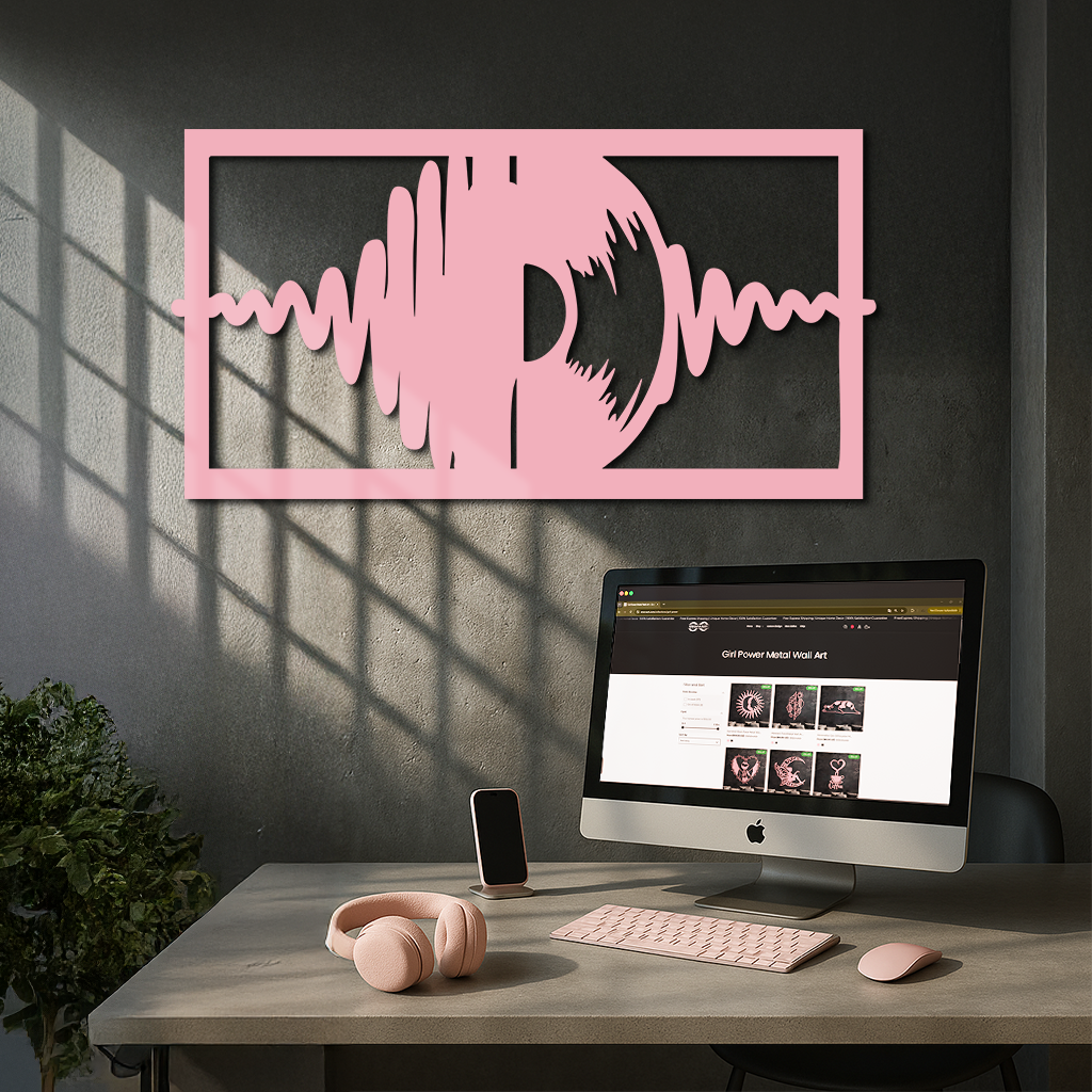 Pink Vinyl Record Soundwave Metal Wall Art – Music Inspired Modern Decor - KAFGP157