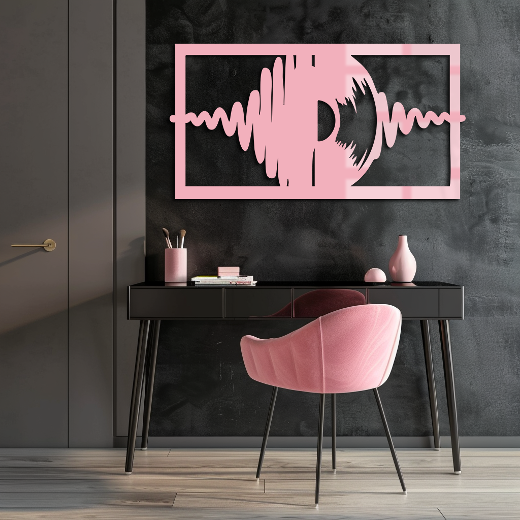 Pink Vinyl Record Soundwave Metal Wall Art – Music Inspired Modern Decor - KAFGP157