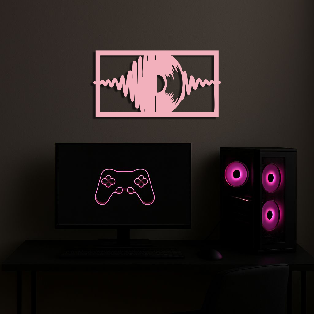Pink Vinyl Record Soundwave Metal Wall Art – Music Inspired Modern Decor - KAFGP157