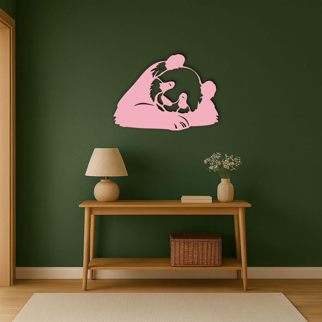 Pink Panda Silhouette Metal Wall Art – Modern Animal Design - KAFGP162