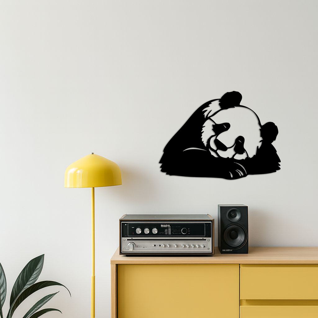 Pink Panda Silhouette Metal Wall Art – Modern Animal Design - KAFGP162