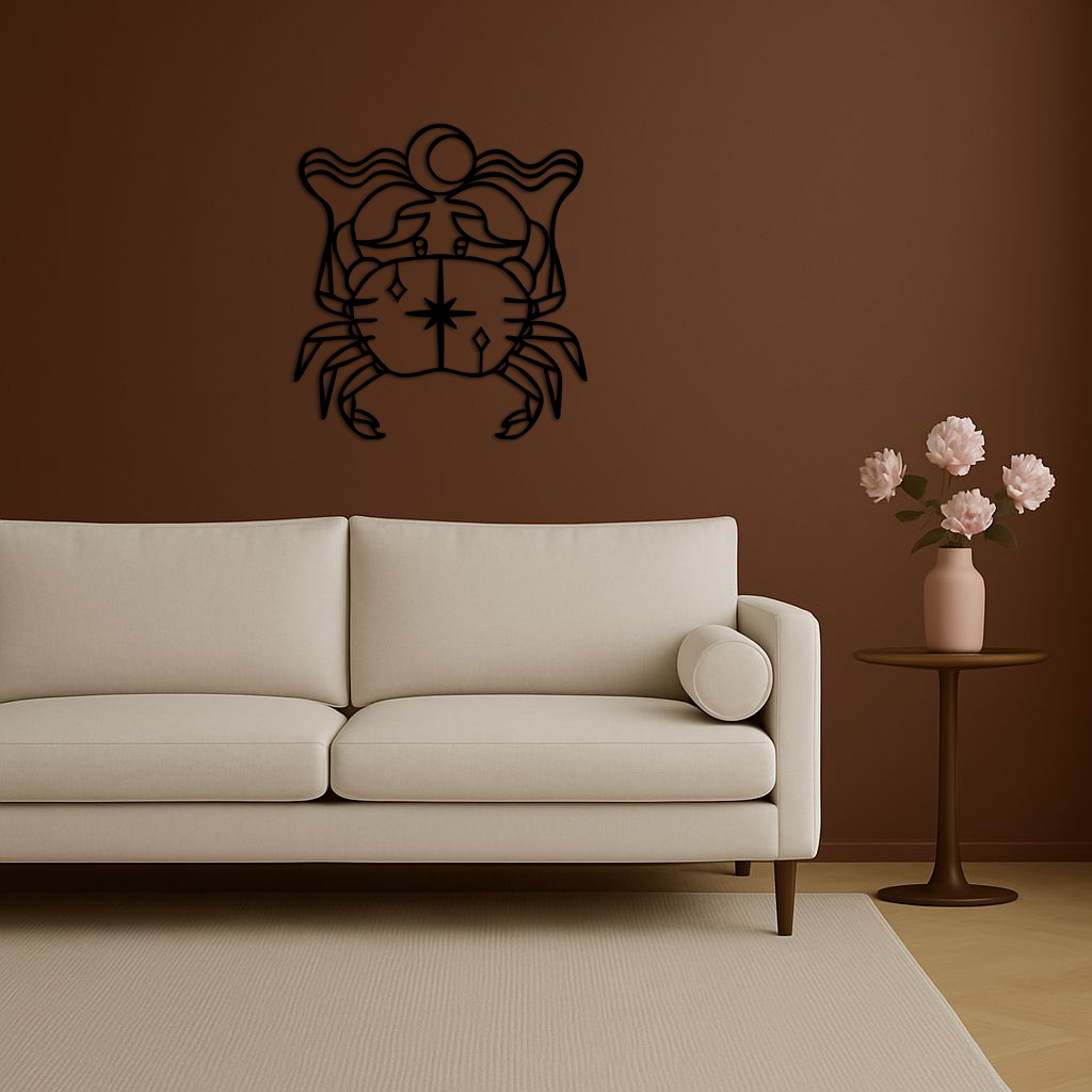 Cancer Zodiac Sign Silhouette – Pink Metal Wall Art - KAFGP164