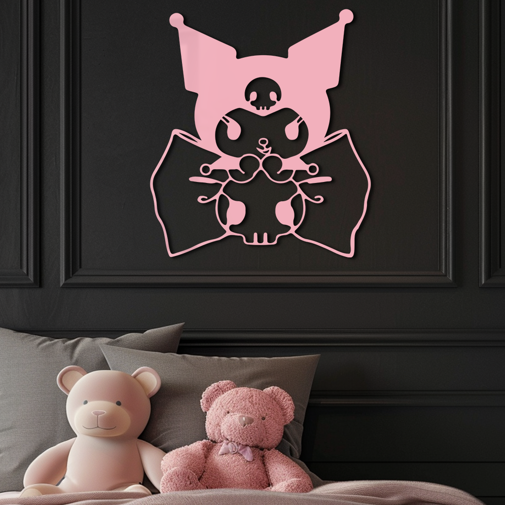 Kuromi Character Silhouette – Pink Metal Wall Art - KAFGP168