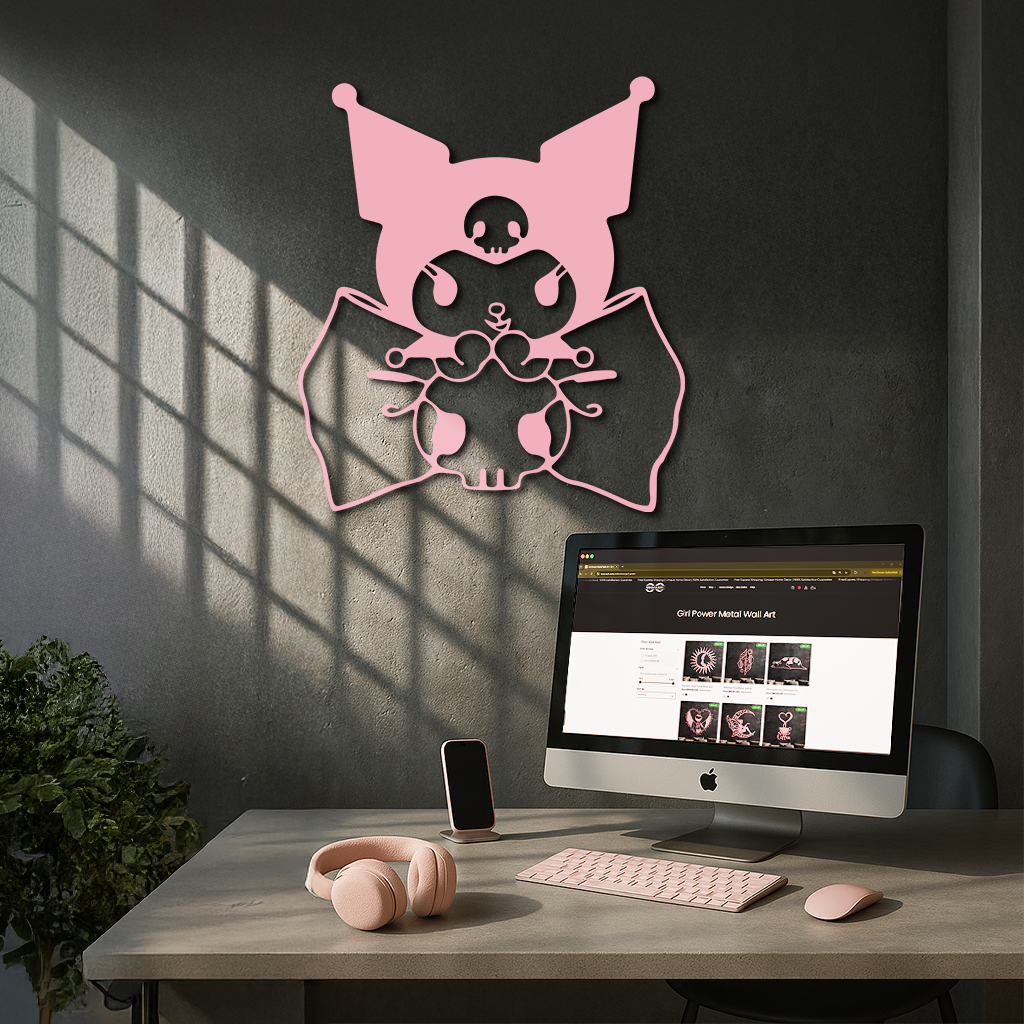 Kuromi Character Silhouette – Pink Metal Wall Art - KAFGP168