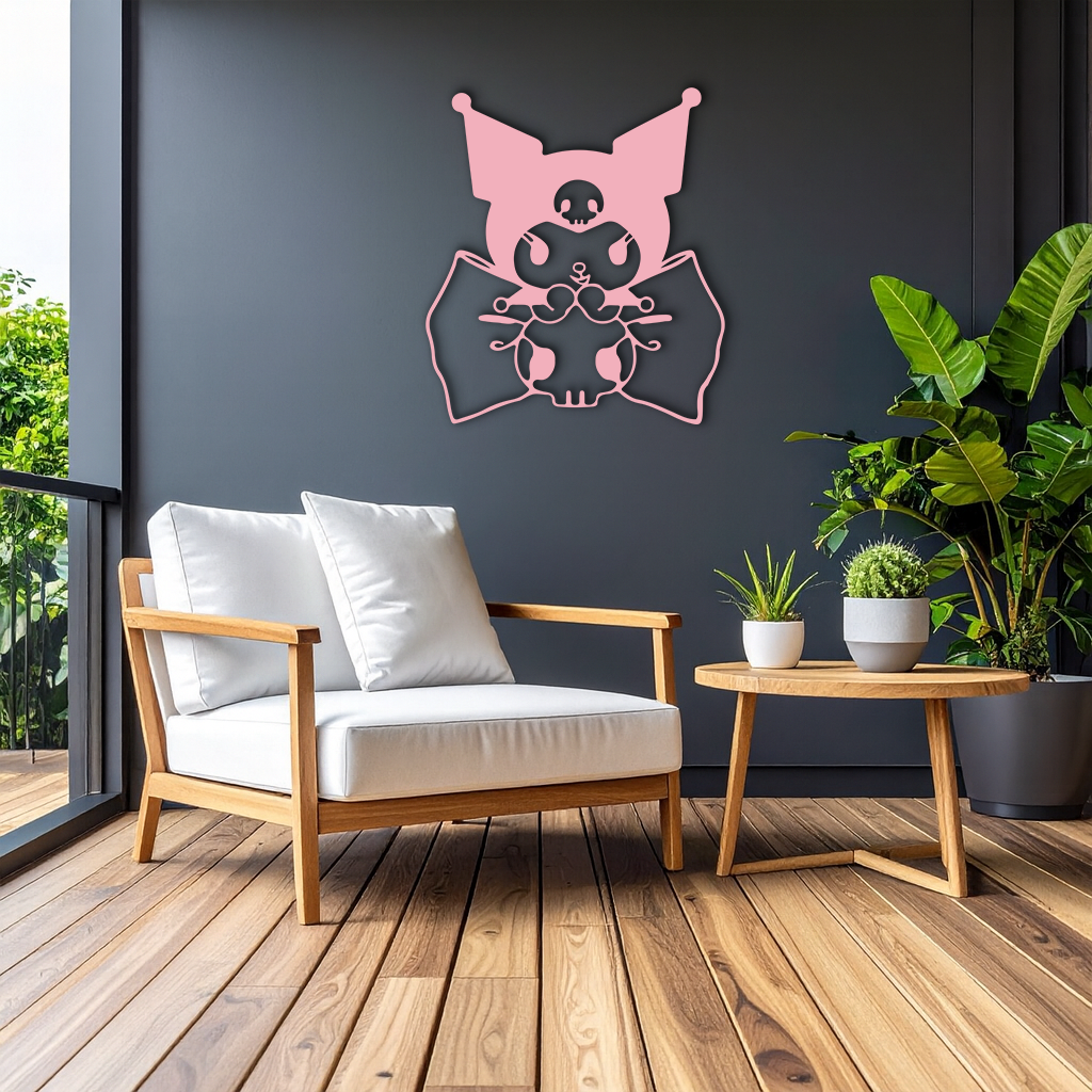 Kuromi Character Silhouette – Pink Metal Wall Art - KAFGP168