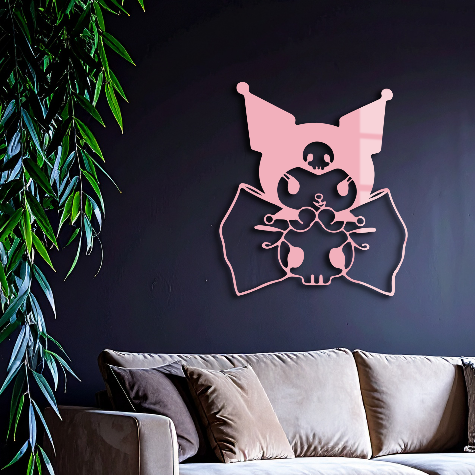 Kuromi Character Silhouette – Pink Metal Wall Art - KAFGP168
