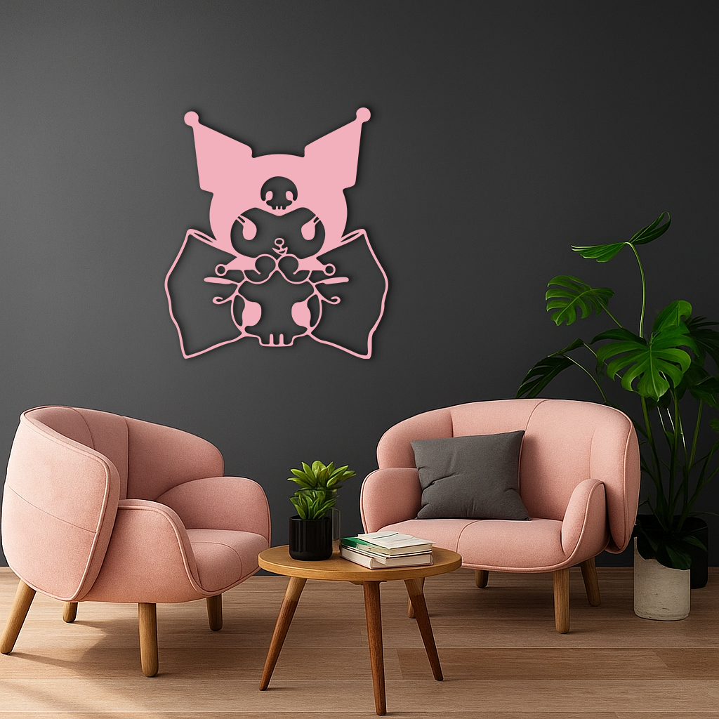 Kuromi Character Silhouette – Pink Metal Wall Art - KAFGP168