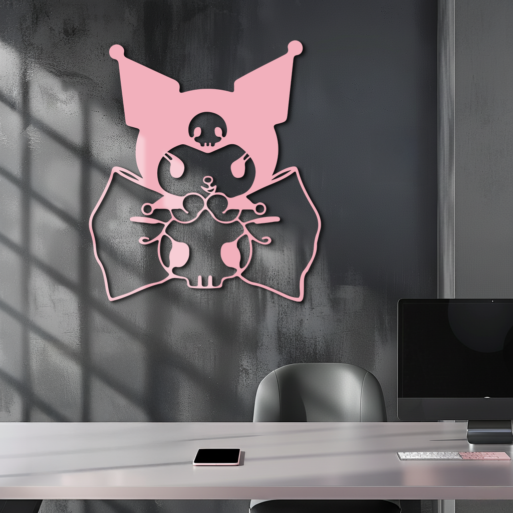 Kuromi Character Silhouette – Pink Metal Wall Art - KAFGP168