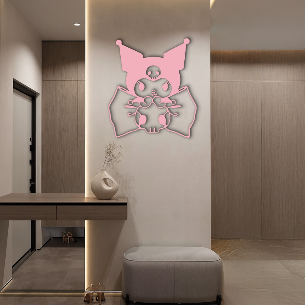 Kuromi Character Silhouette – Pink Metal Wall Art - KAFGP168