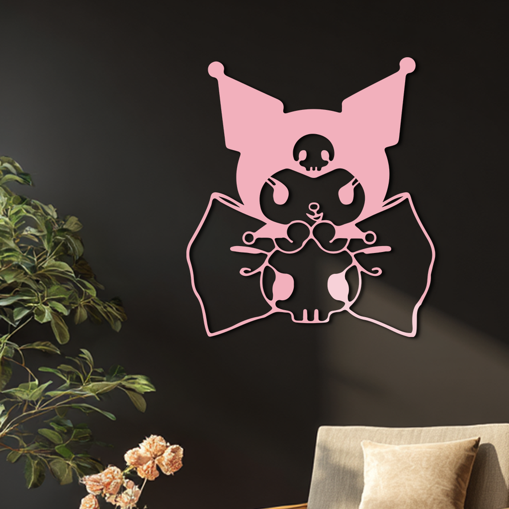 Kuromi Character Silhouette – Pink Metal Wall Art - KAFGP168
