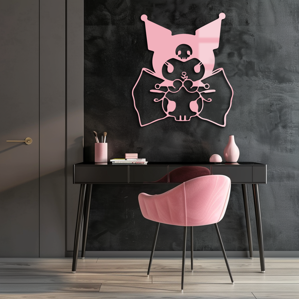 Kuromi Character Silhouette – Pink Metal Wall Art - KAFGP168