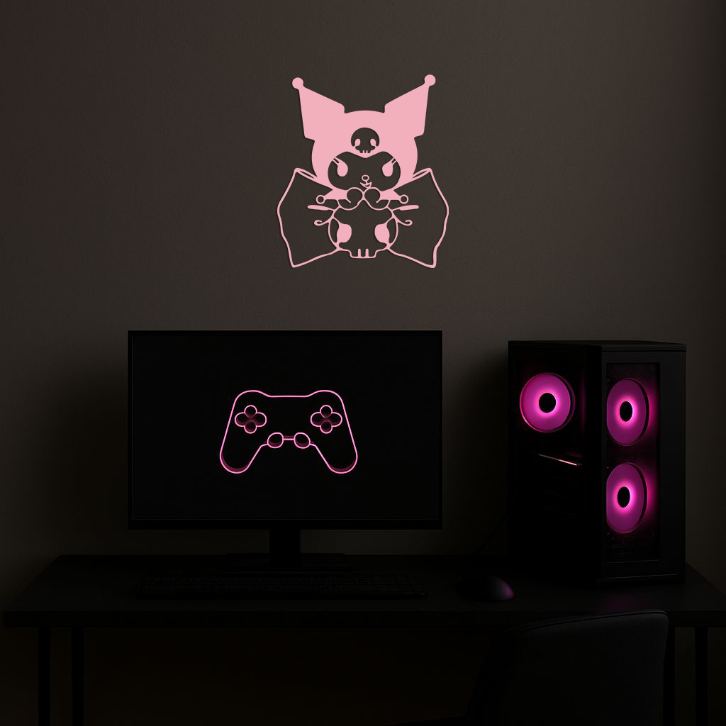 Kuromi Character Silhouette – Pink Metal Wall Art - KAFGP168