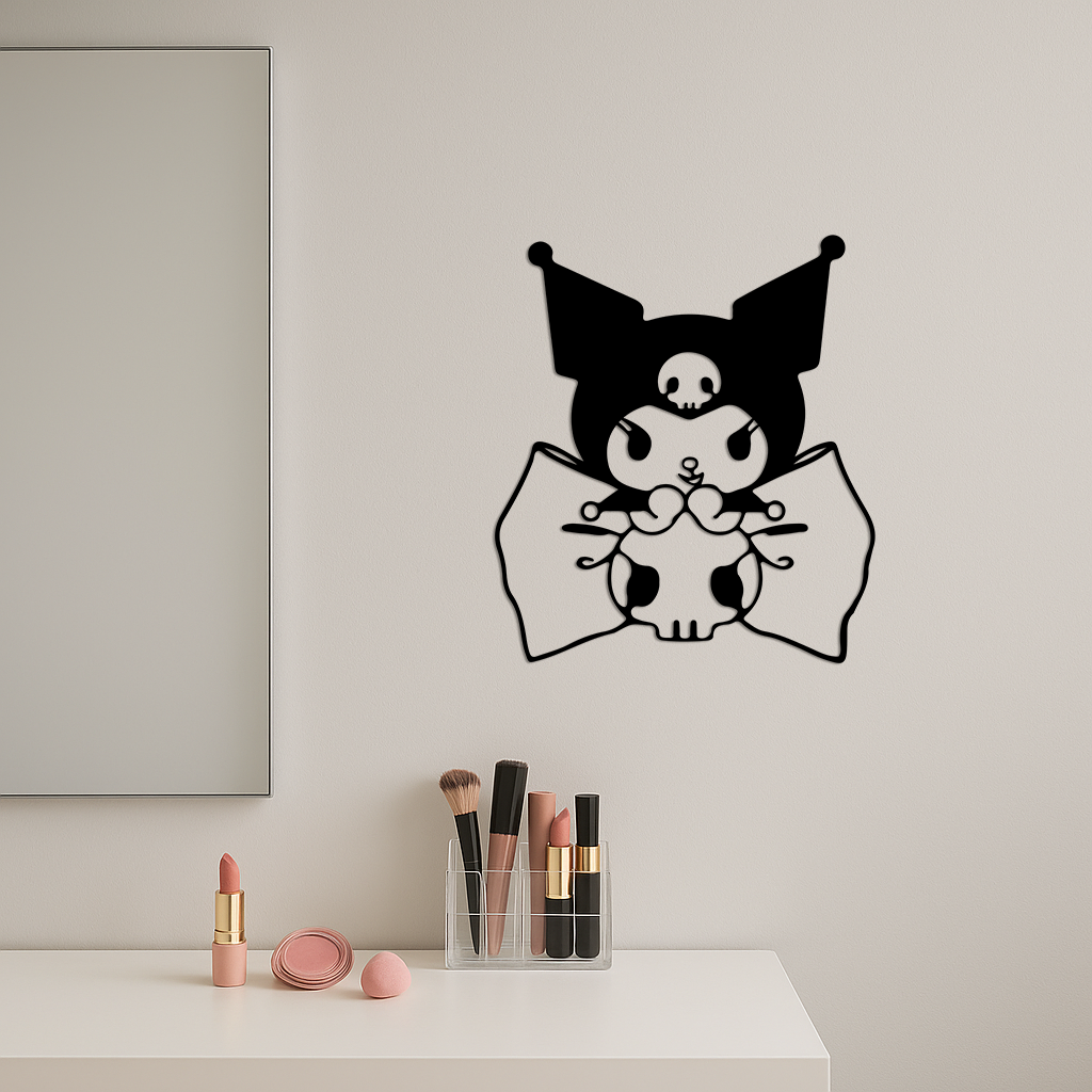 Kuromi Character Silhouette – Pink Metal Wall Art - KAFGP168