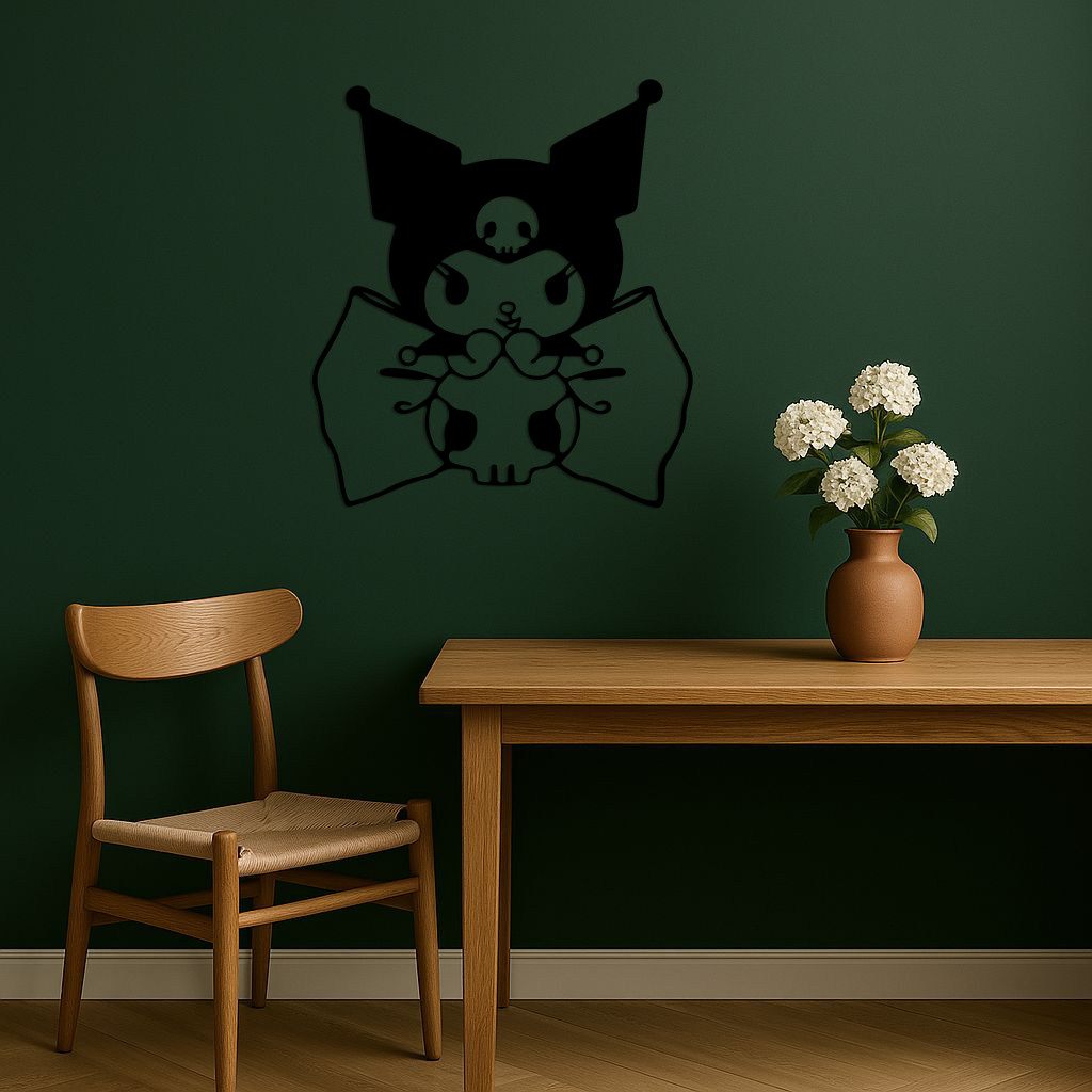 Kuromi Character Silhouette – Pink Metal Wall Art - KAFGP168
