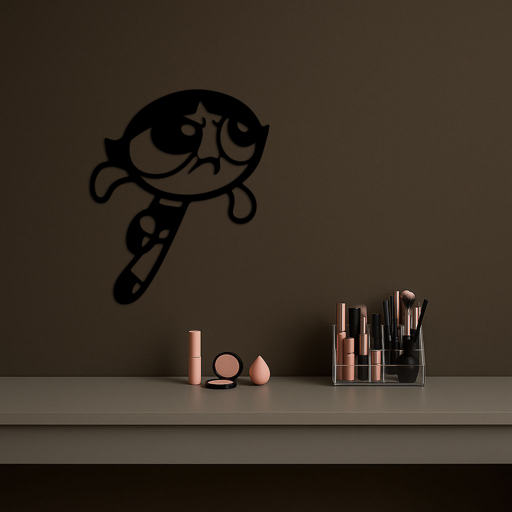 Powerpuff Girl Silhouette Modern Wall Art – Pink Metal Home Décor - KAFGP171