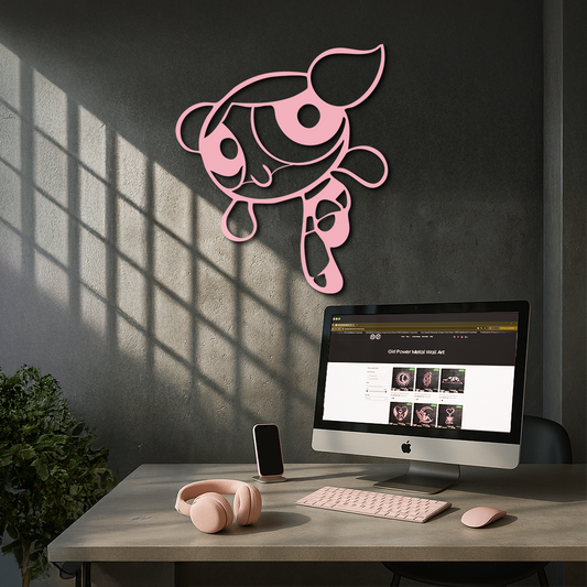 Pink Powerpuff Girl Metal Wall Art – Cartoon Inspired Modern Home Decor - KAFGP178