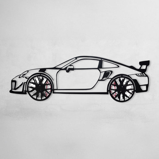 2019 Porsche 911 GT2 RS Wall Art – Steel Cut with Spinning Wheels-KAFMEKA006