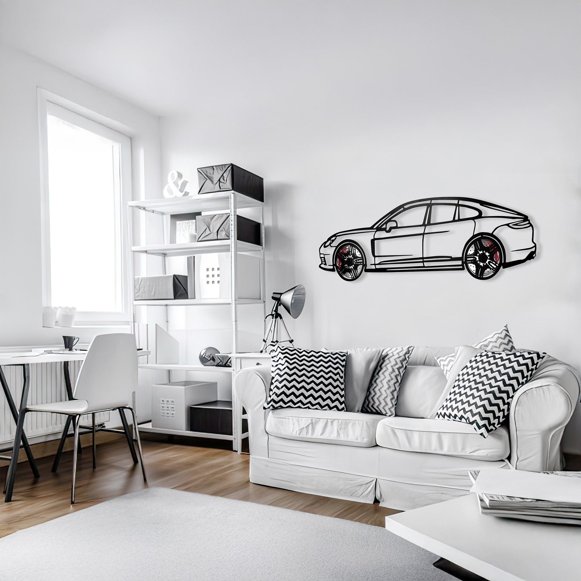 2022 Porsche Panamera 4S Wall Art – Steel Silhouette with Spinning Wheels-KAFMEKA009