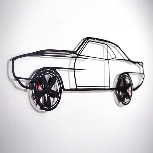 1969 Chevrolet Camaro Wall Art – Classic Steel Silhouette with Spinning Wheels-KAFMEKA021