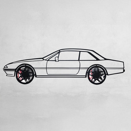 1985 Ferrari 400i Wall Art – Classic Steel Silhouette with Spinning Wheels-KAFMEKA024
