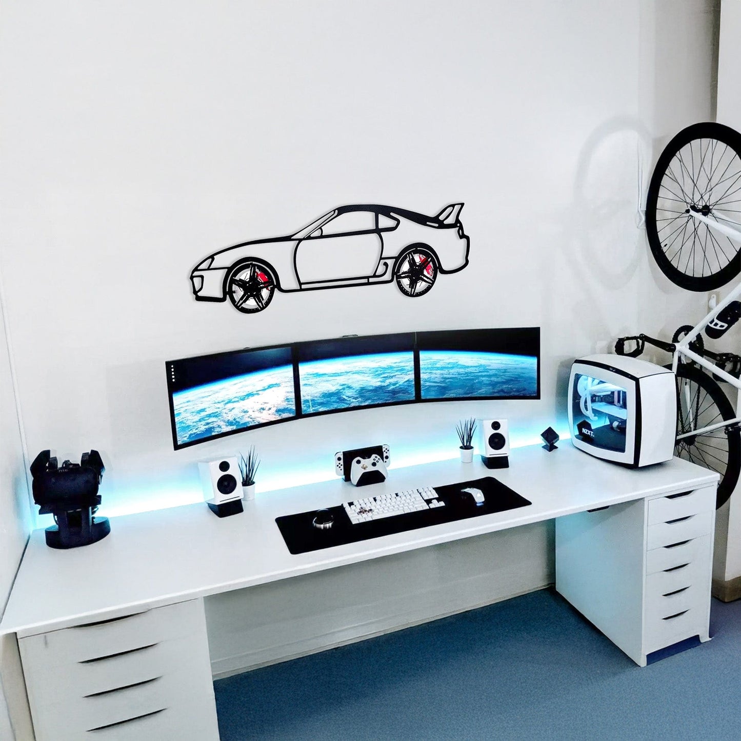 Toyota Supra MK4 Wall Art – JDM Legend Steel Silhouette with Spinning Wheels-KAFMEKA043