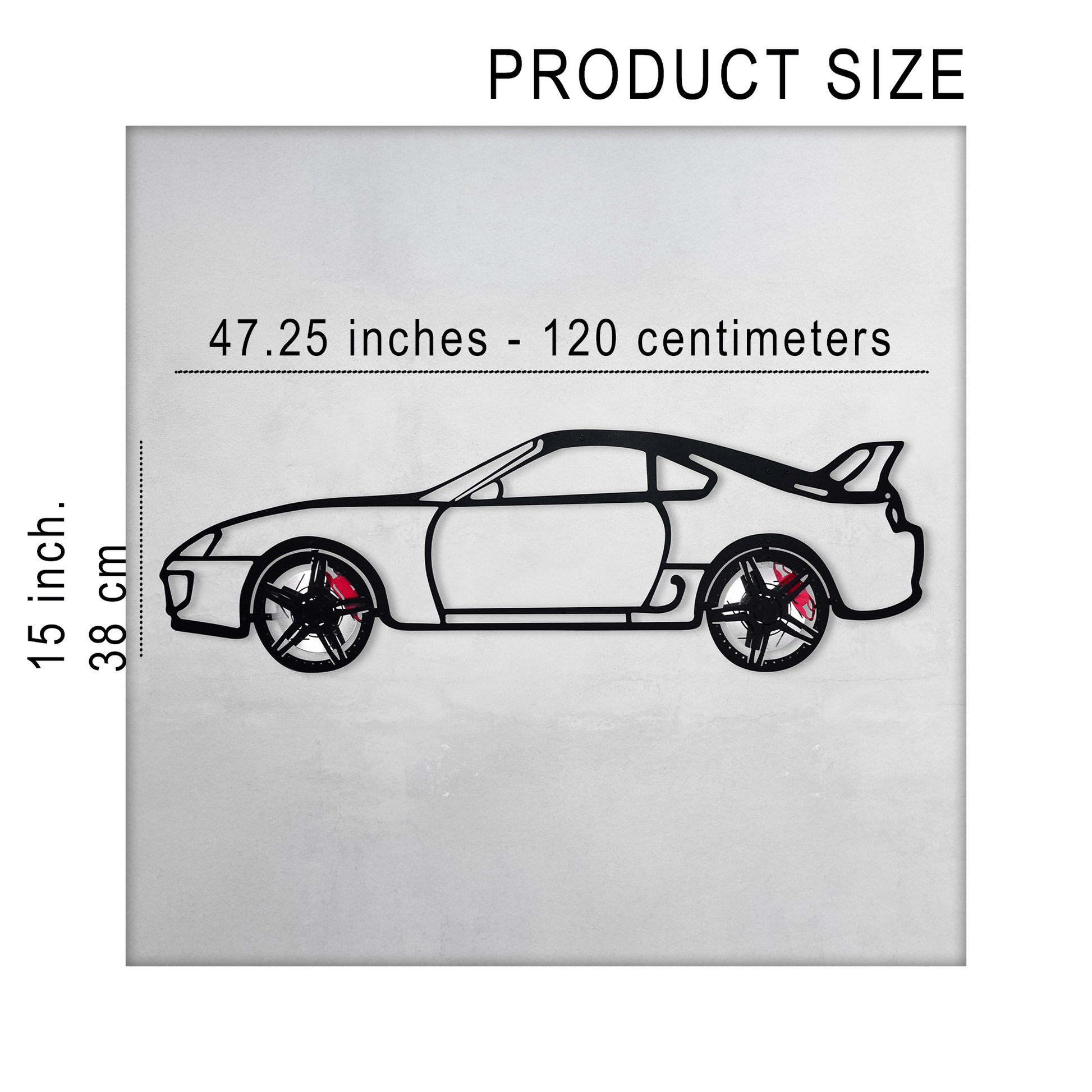Toyota Supra MK4 Wall Art – JDM Legend Steel Silhouette with Spinning Wheels-KAFMEKA043