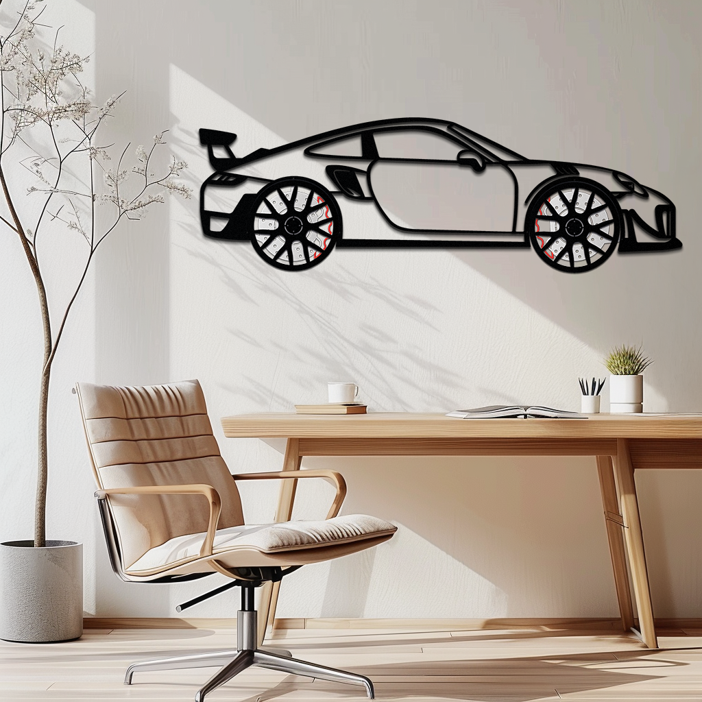 Porsche 911 GT2 Metal Wall Art – Rotating Wheel Motorsport Silhouette | Premium Gift for Car Enthusiasts ,KAFMEKA050