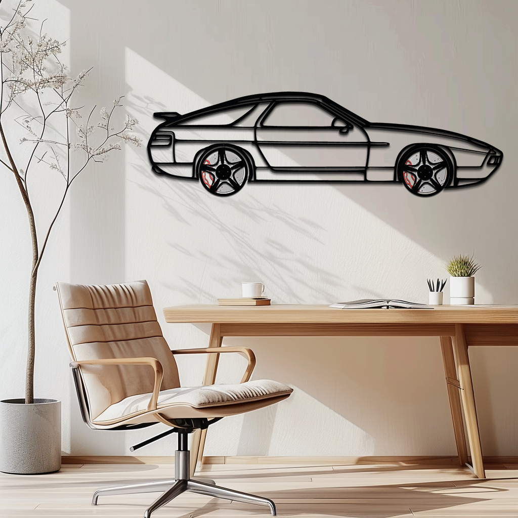 Porsche 928 GTS Silhouette Metal Wall Art – Classic Grand Tourer Decor with Rotating Wheels-KAFMEKA062