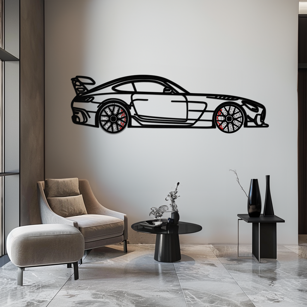 Mercedes AMG GT Metal Wall Art – Rotating Wheels • Luxury Car Silhouette Decor for Garage & HomeKAFMEKA072