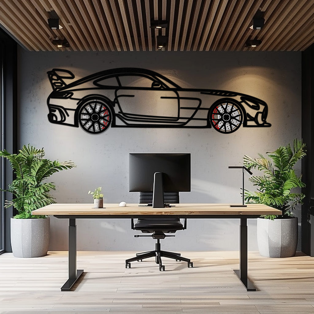 Mercedes AMG GT Metal Wall Art – Rotating Wheels • Luxury Car Silhouette Decor for Garage & HomeKAFMEKA072