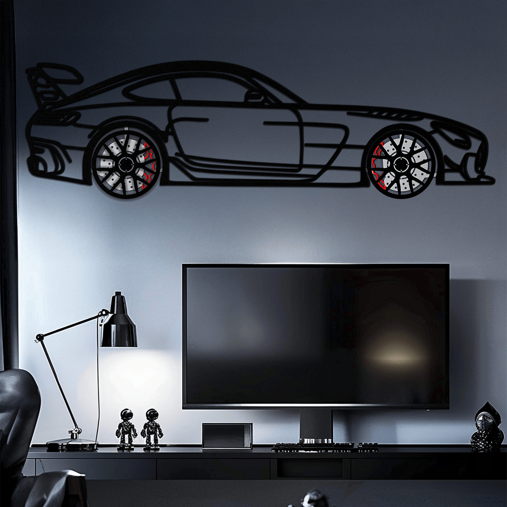 Mercedes AMG GT Metal Wall Art – Rotating Wheels • Luxury Car Silhouette Decor for Garage & HomeKAFMEKA072
