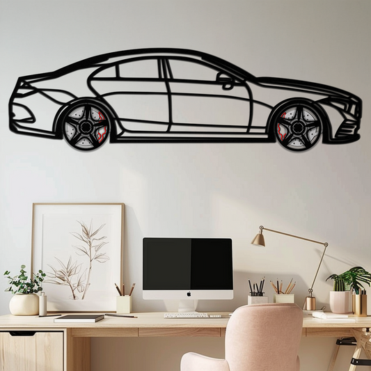Mercedes CLS Metal Car Wall Art – Rotating Wheels • Luxury Automotive Decor Gift - KAFMEKA077