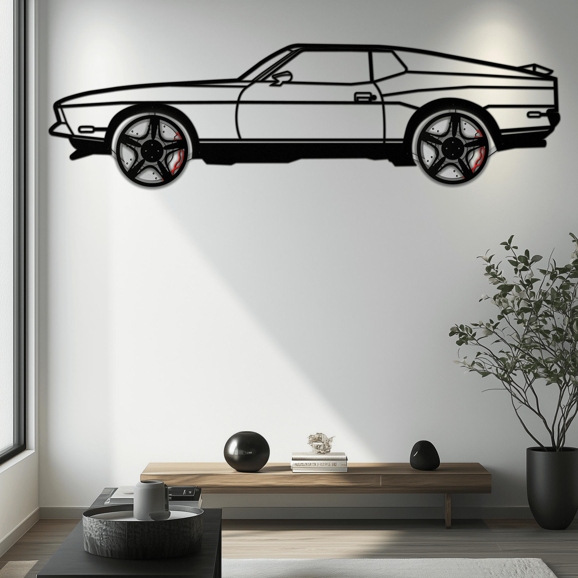 Ford Mustang 1971 Metal Car Wall Art – Rotating Wheels Classic Muscle Car Decor, Garage & Office Gift-KAFMEKA086