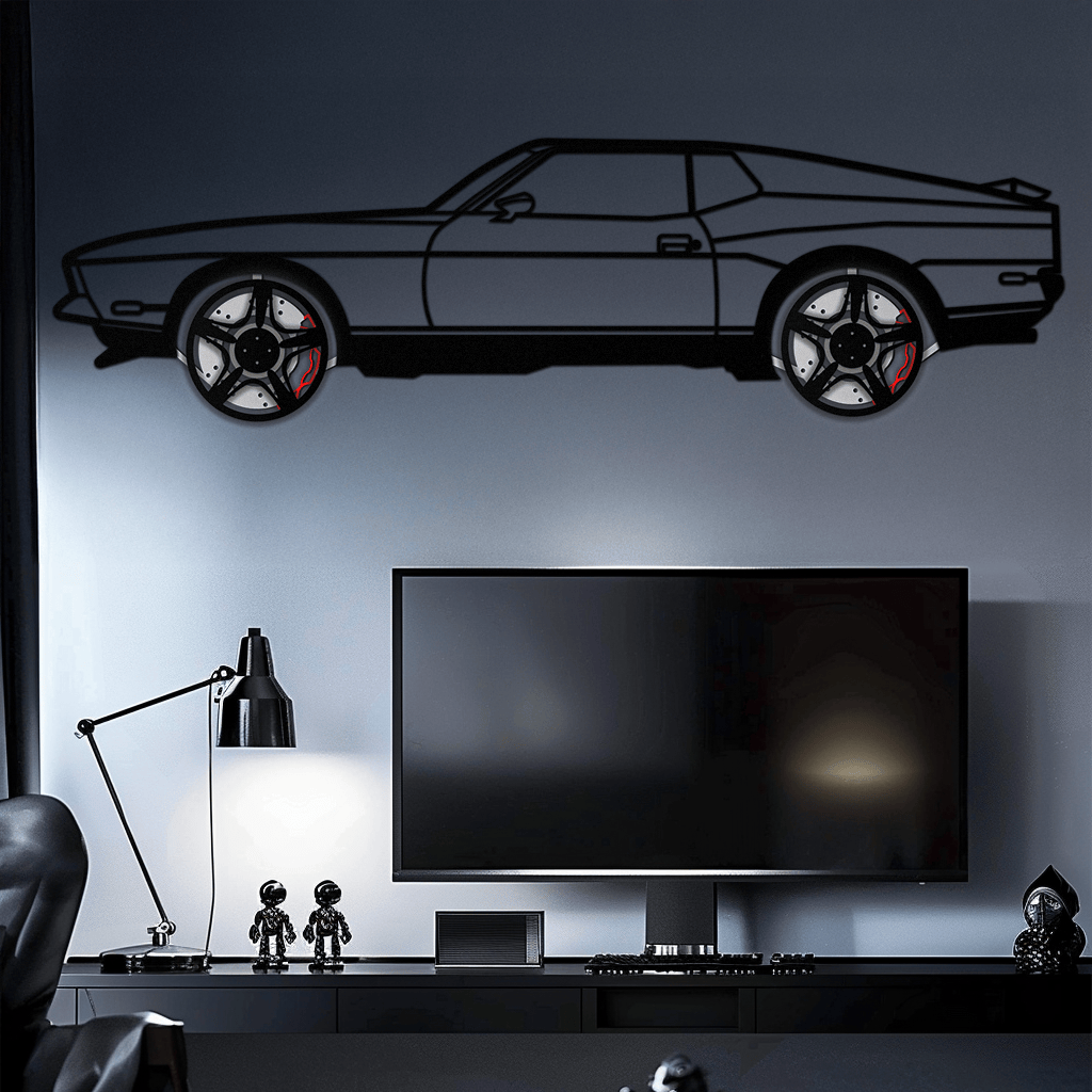 Ford Mustang 1971 Metal Car Wall Art – Rotating Wheels Classic Muscle Car Decor, Garage & Office Gift-KAFMEKA086
