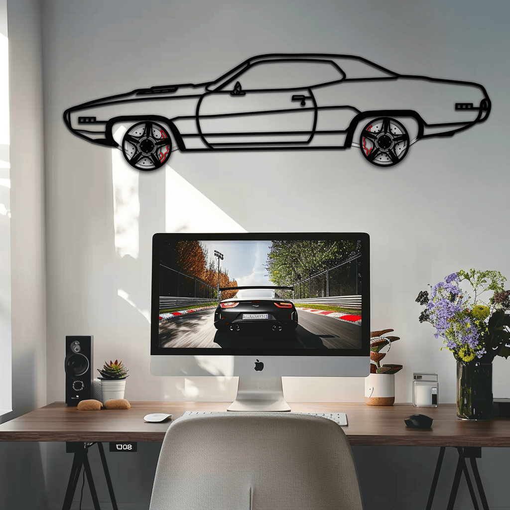 1971 Road Runner Side Profile Metal Wall Art – Classic Muscle Car Silhouette with Rotating Wheels | Garage & Office Decor Gift-KAFMEKA087