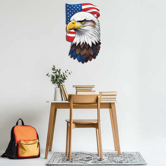 American Eagle Metal Wall Art – Patriotic UV Printed Decor-KAFUVM003