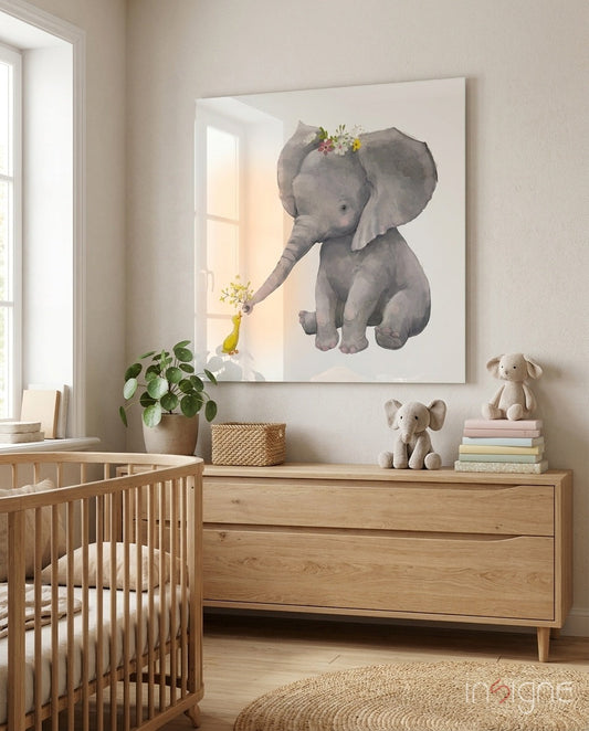 Elephant and Duck Glass Wall Art