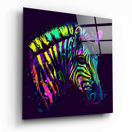 Colorful Zebra Glass Wall Art