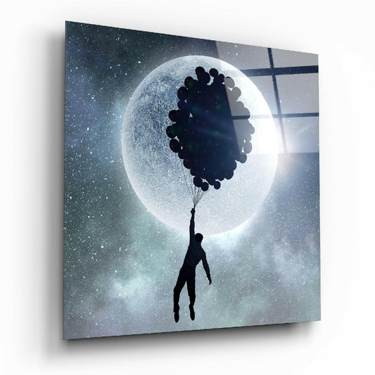 Full Moon Glass Wall Art