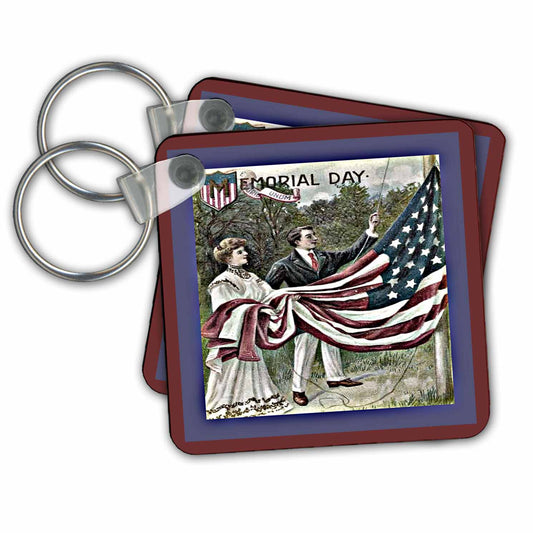 Key Chain - Memorial Day Flag Textured Patriotic