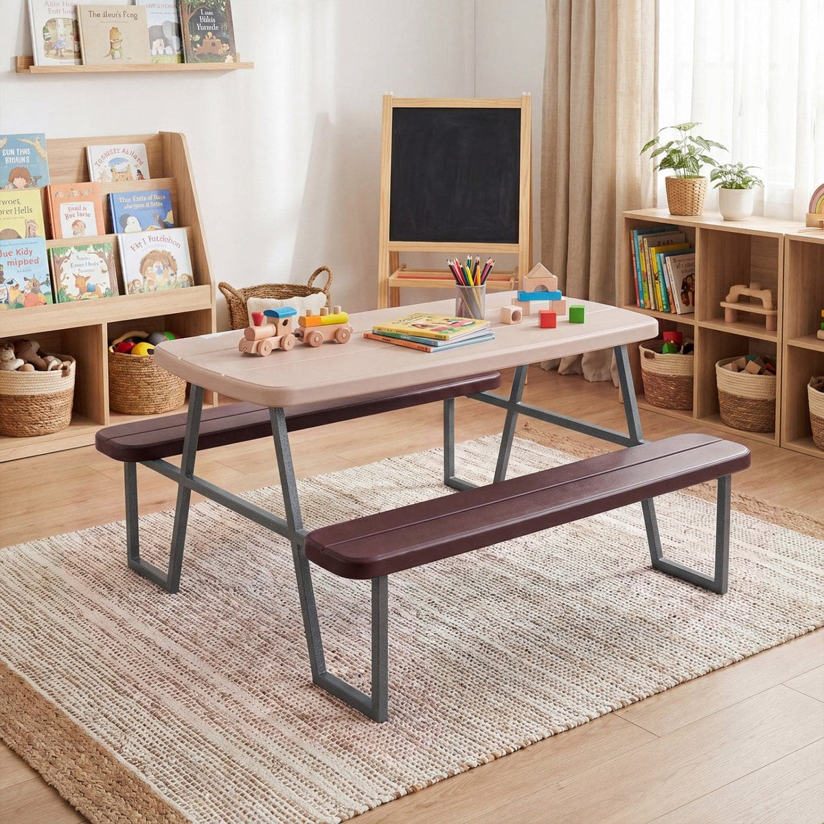 Kids Picnic Table with Benches Seats up to 4
