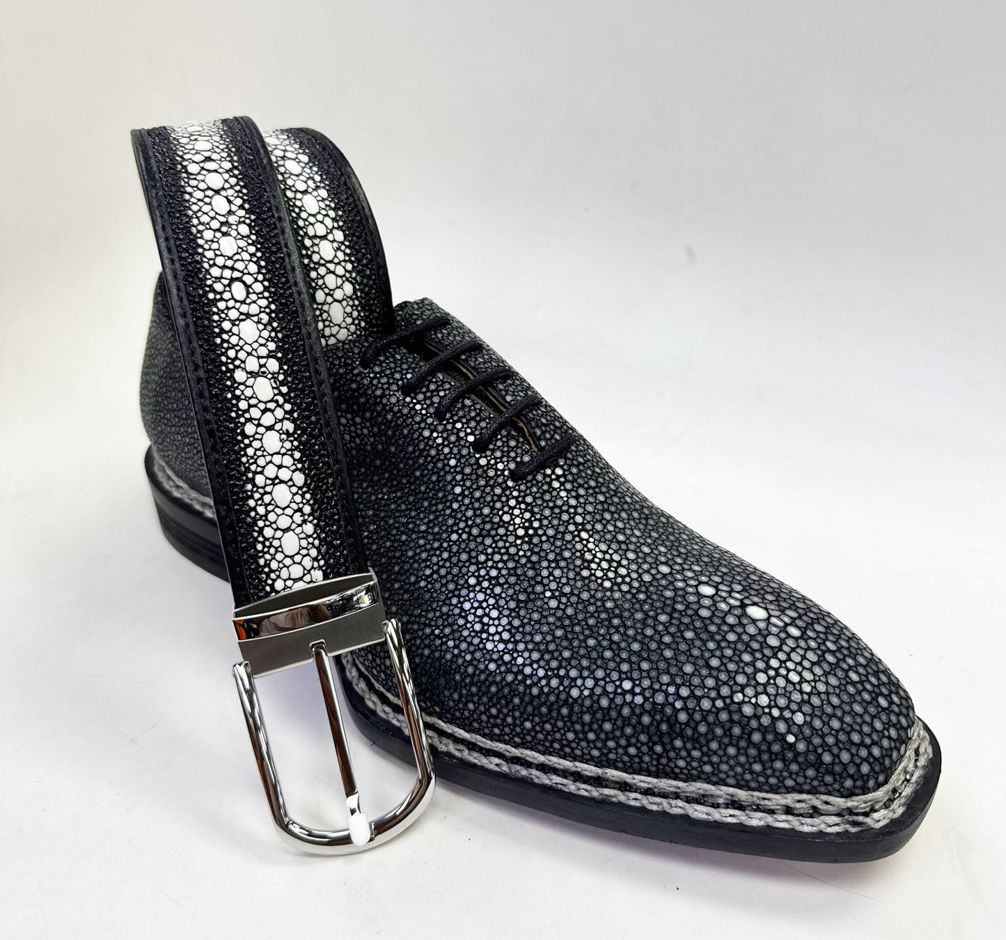 Maurice King Custom Made Stingray Lace-Up Shoe - Grey